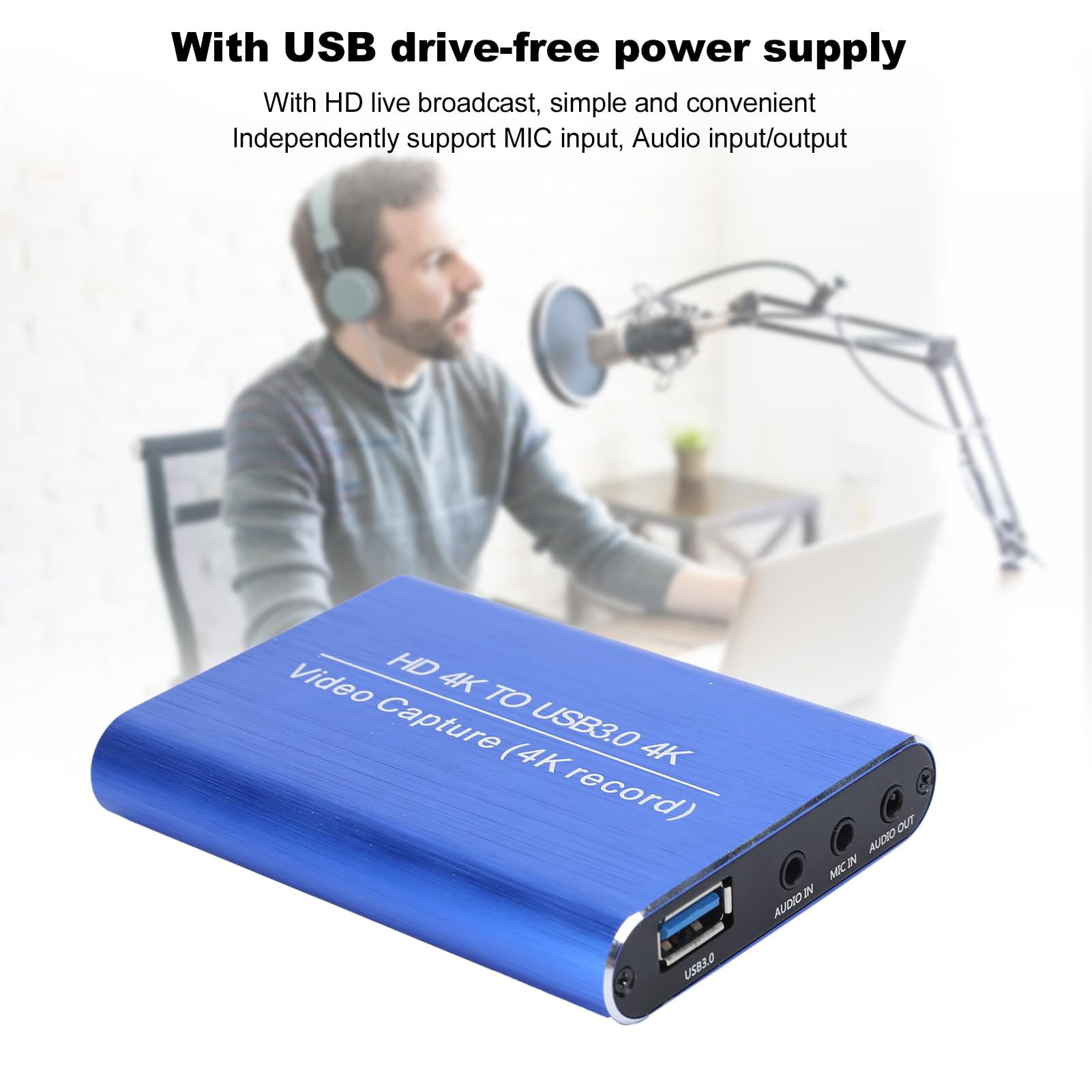 Jeanoko Scatola per Streaming Live per Registrazione di Giochi, Scheda di Acquisizione Video USB 3.0 Ad Alta velocità per Streaming 4K 1080P 60FPS, Ideale per i Giocatori, Leggera e Portatile