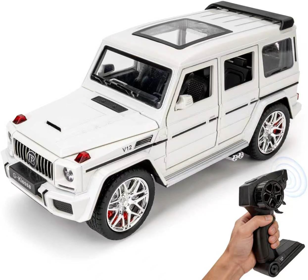 1:24 Compatible for G63 Remote Control Car Toy for Kids, 2.4GHz RC Vehicle with Sound and Light, Die-cast Toy Cars Alloy Model Car, Collection Gift White