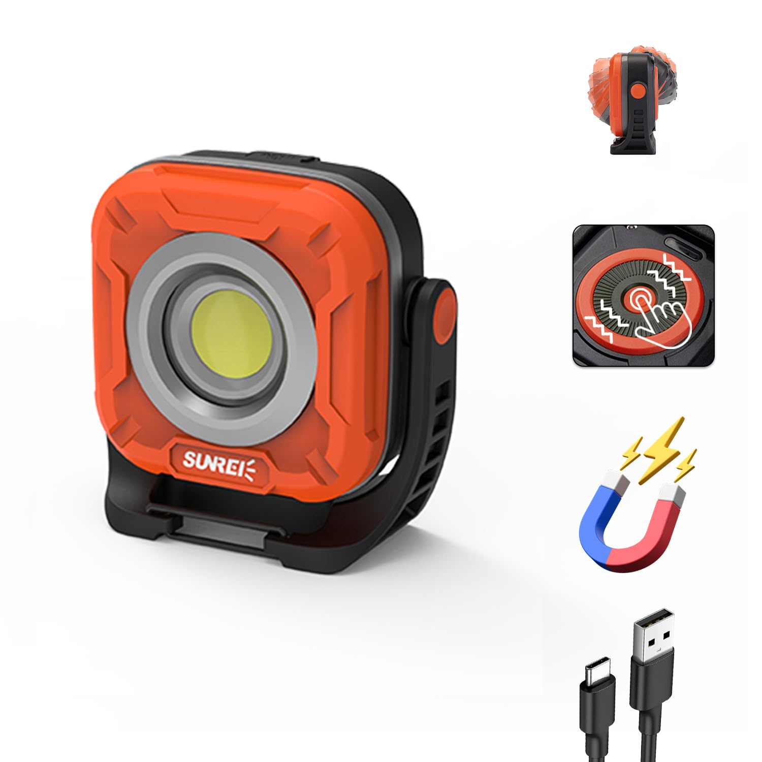 SUNREI 1300LM LED Magnetic Work Light with Stepless Dimming