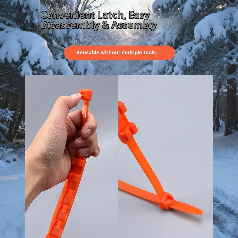 Zip Tie Snow Chains, Upgraded Dual Teeth Car Winter Snow Zip Ties for Car Tires,Universal Reusable Anti-skid Nylon Tire Chains, Tire Traction Straps, Safe and Non-slip for Pickup Trucks Suv (30)