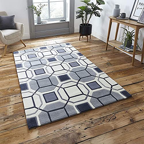 Image of Mordern Design Handmade Tufted Carpet Pure Woollen Export Quality Carpet for Living Room, Bedroom Hall [ Size 5 x 5 Square, Color Multi ]