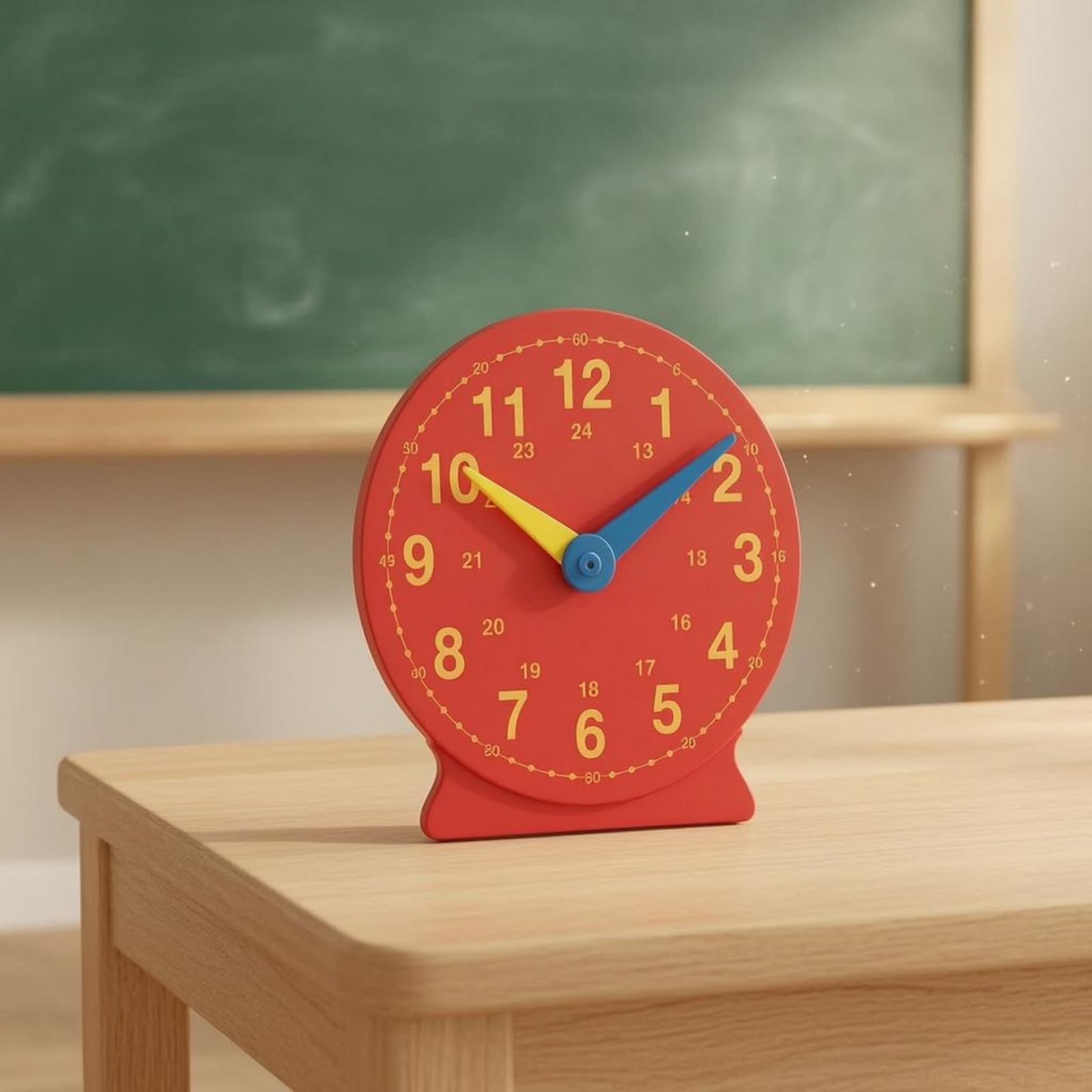 Lernuhr Kinder Lernuhr Unterrichtsuhr Lehruhr Lernspielzeug aus mit Aufklappbarem Stand zur Praktischen Präsentation als - Und Tischmodell für Lehrerhand Klassenecke Lernstation