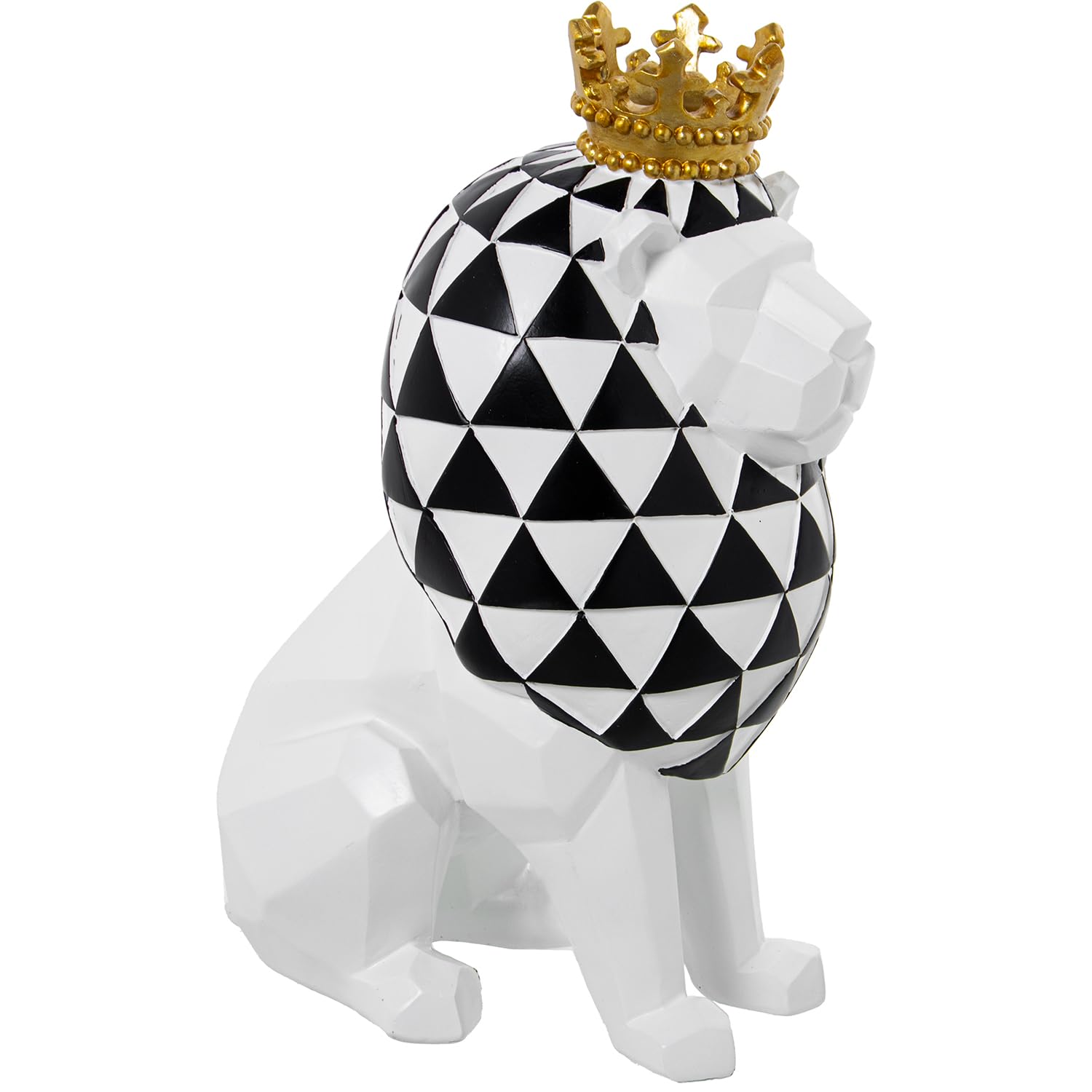 Figurine lion blanc et doré 31cm pour sublimer votre salon moderne