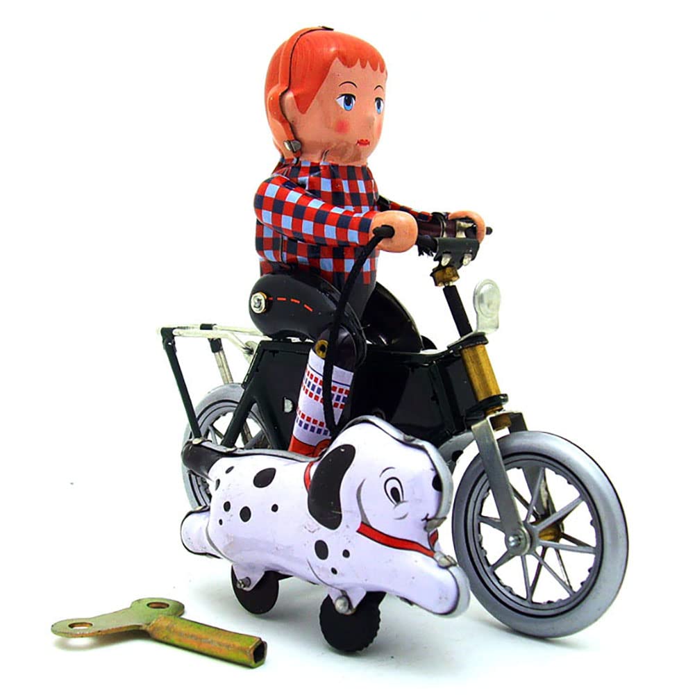 Retro Wind Up Toy Ms473 Petit Chasseur Enfants Marchant Le Chien Année du Singe Thème Jouets Créatifs en Étain Cadeau De Collection Vintage