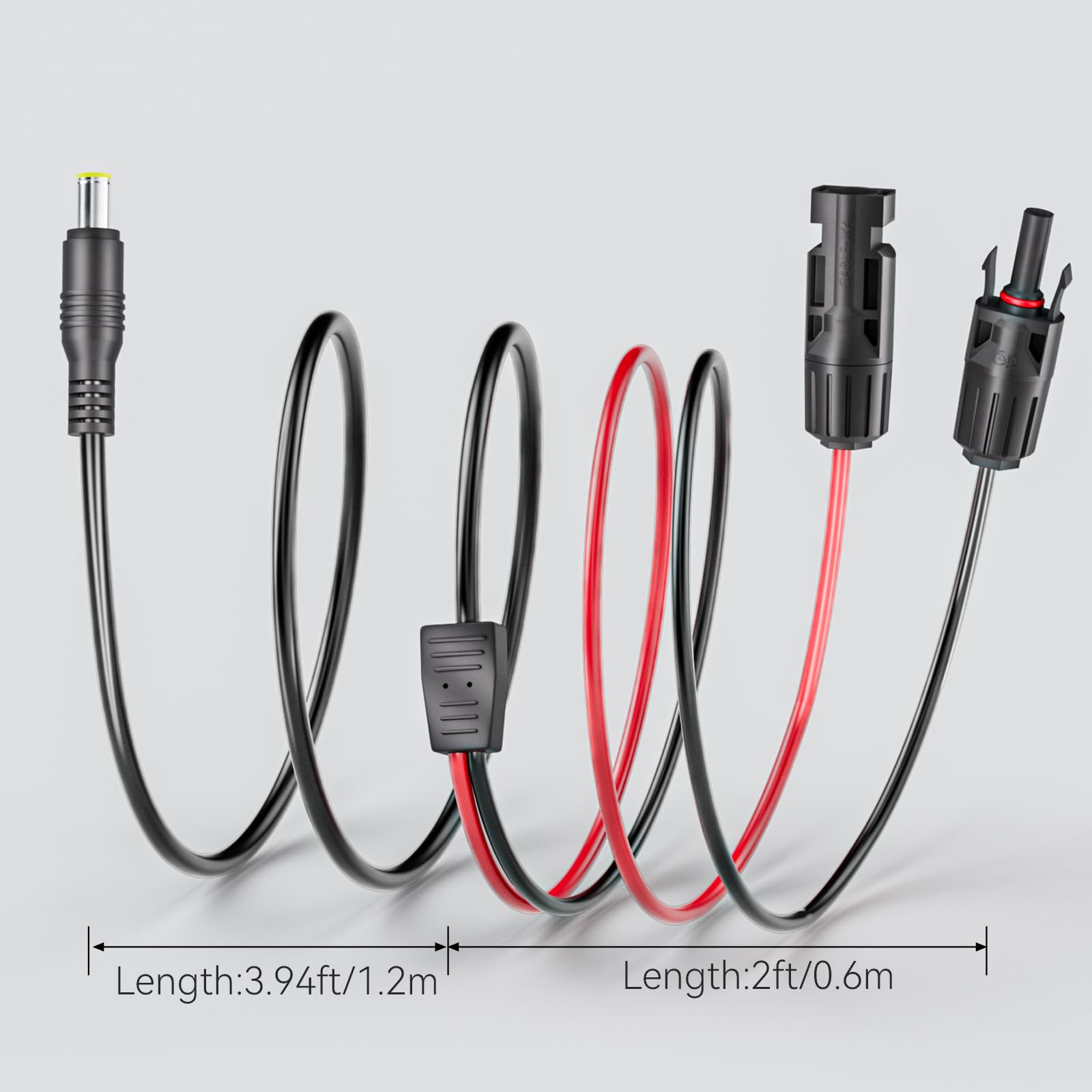 Goupchn Conector de panel solar a DC 8 mm Cable de extensión adaptador 16 AWG con adaptador de CC 5.5 mm x 2.5 mm para estación de energía de respaldo portátil GZ, generadores solares 6 pies