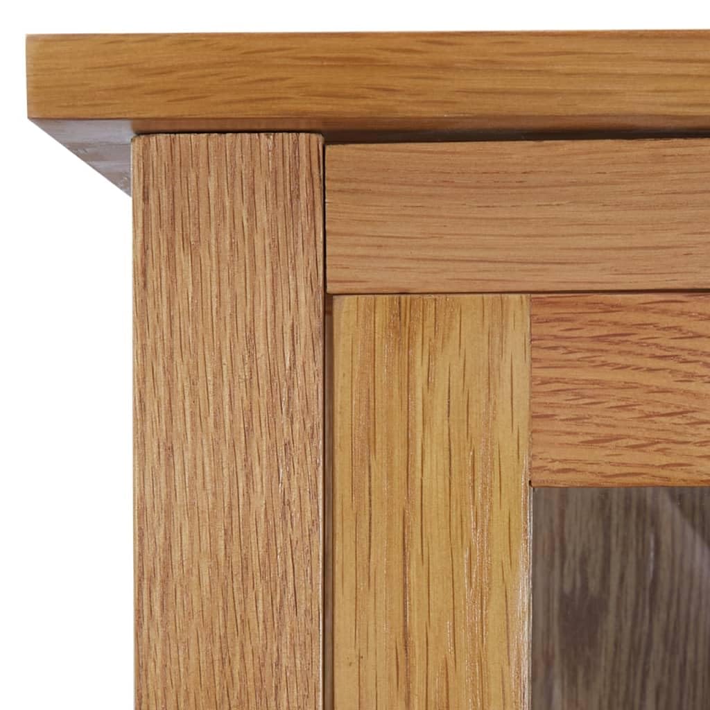vidaXL Libreria con 4 Ante Armadio con Ripiani Armadio per Libri Armadietto Mobile con Scaffali 90x35x200 cm in Legno Massello di Rovere e Vetro