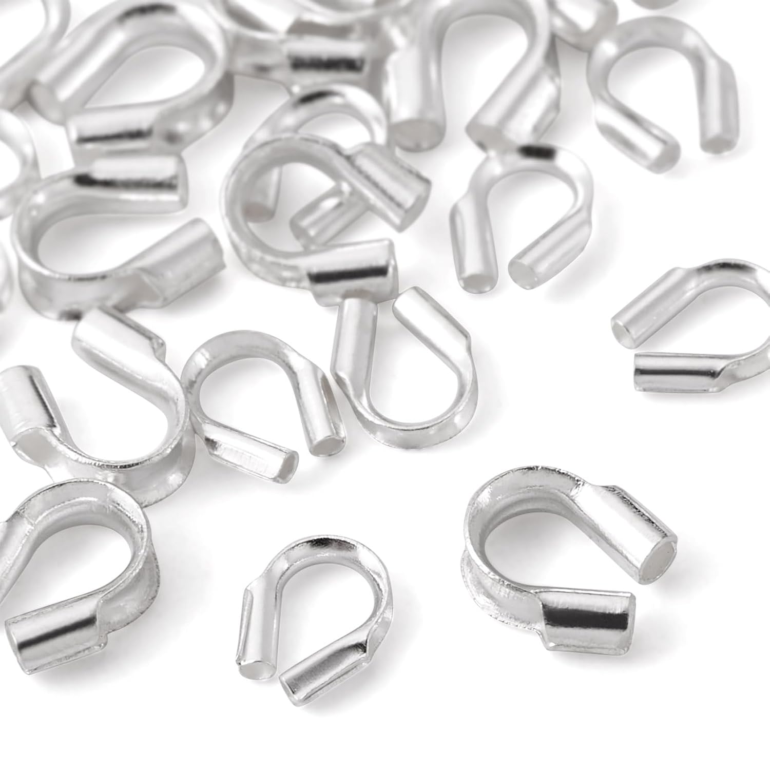 Cheriswelry 20pcs 925 Sterling Silver Wire Guardian 4.5mm 5mm U Shape Wire Guard Loops Cable Thread Protector for Jewelry Making Earring Bracelet Necklace