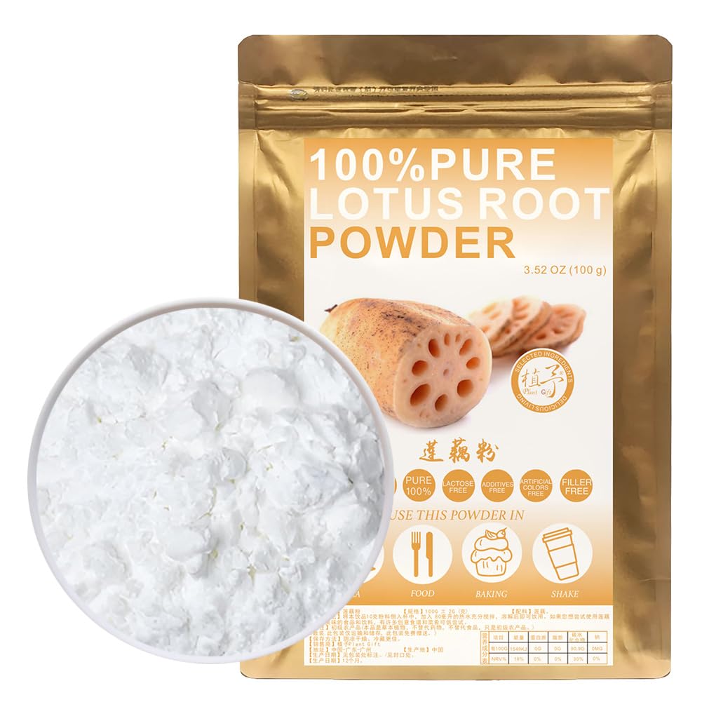 100% Natural Pure Lotus Root Powder 100g/3.52oz 莲藕粉 Für Smoothies, Shakes, Backen, Getränke,| Ohne Konservierungsstoffe, gefriergetrocknet, ohne Zuckerzusatz