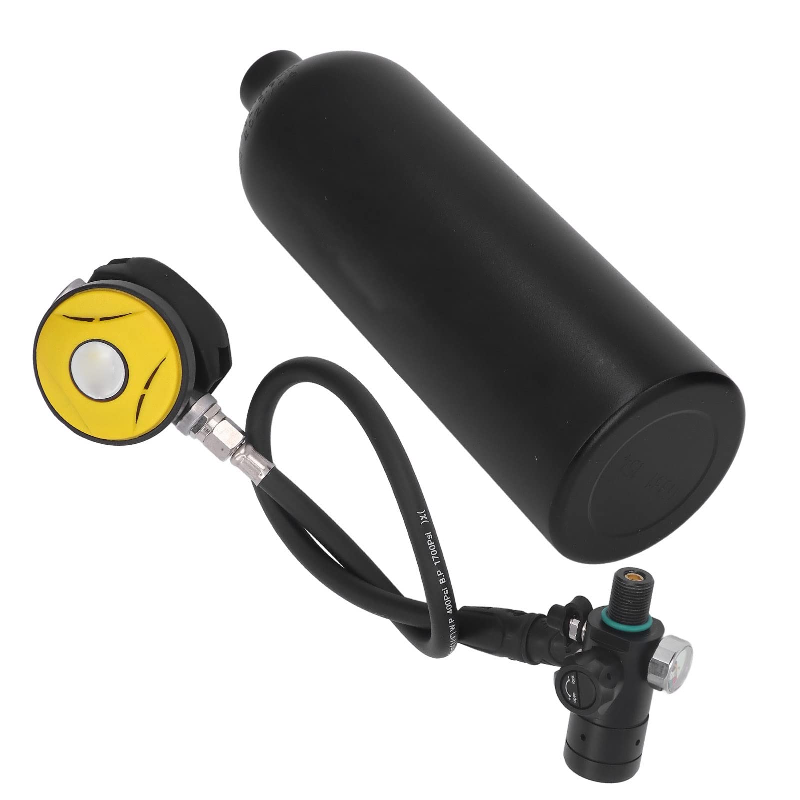 RiToEasysports Ensemble de Cylindre à Oxygène 1L, Kit de Plongée en Alliage en Aluminium avec Soupape de Décharge de Pression de L'instrument Lumineux pour L'extérieur