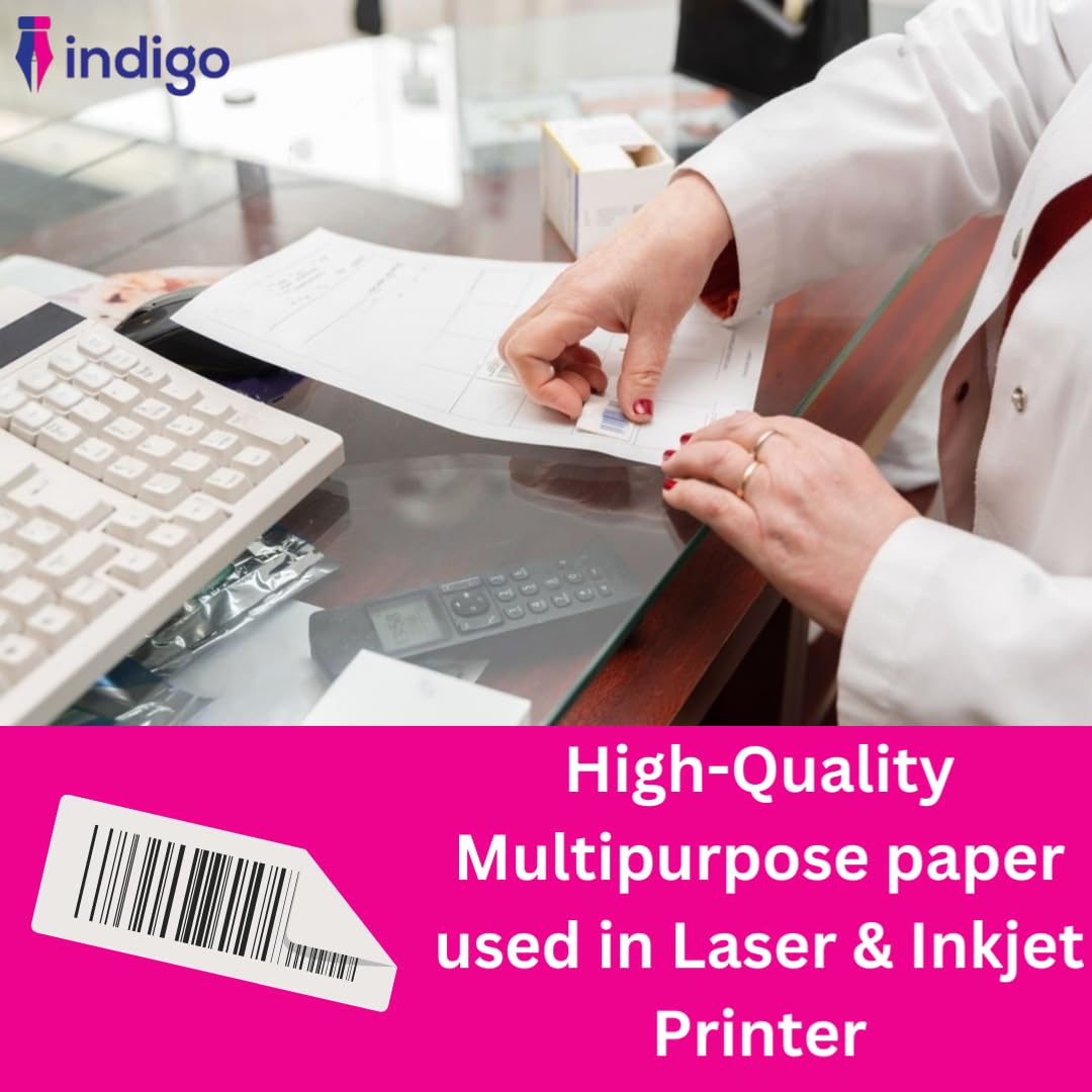 indigo® Multipurpose White A4 Sticker Labels-Inkjet, Laser, Copier-Versatile Sticker Labels for FBA UPC, Packaging, Sold - Image 3