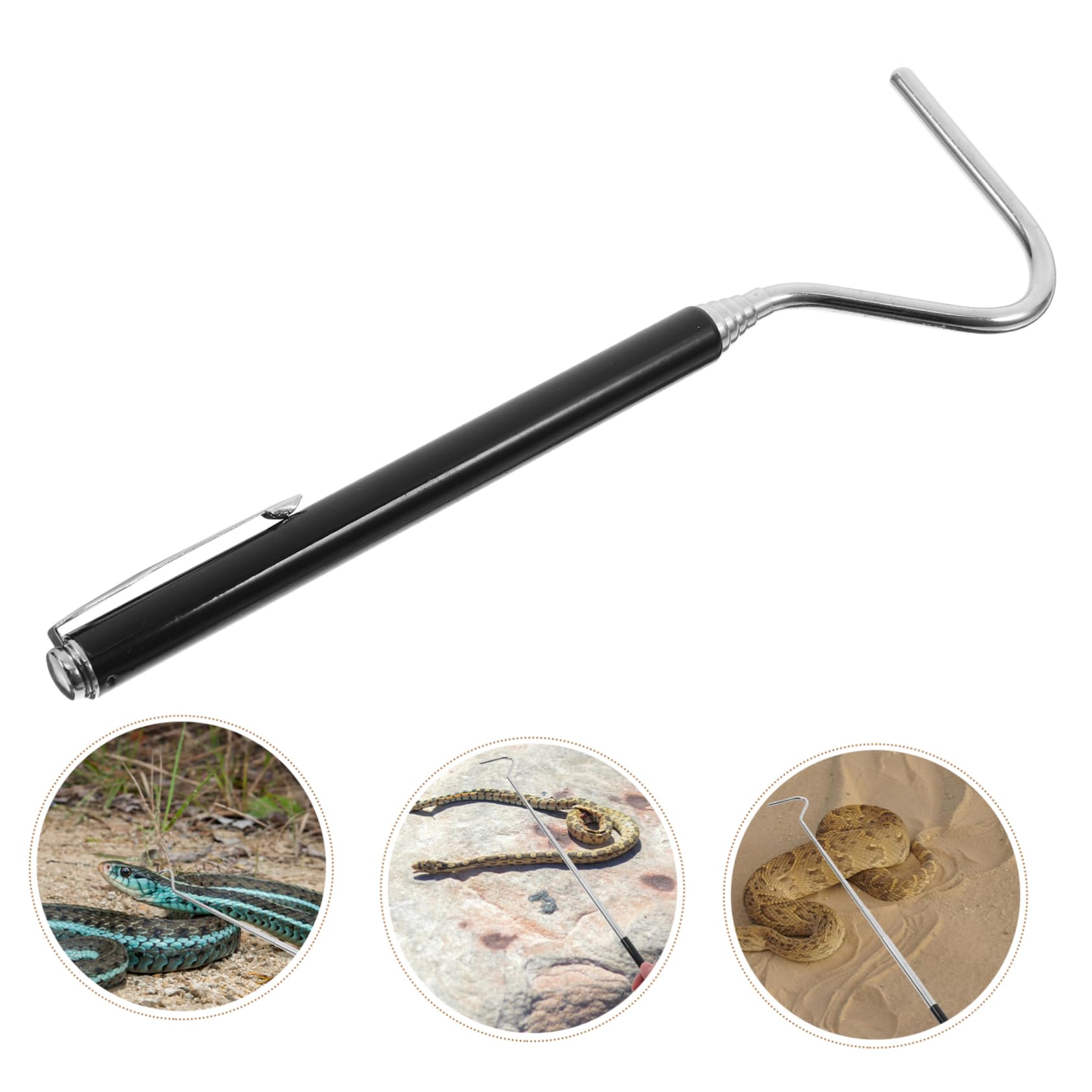 Garneck Crochet Rétractable pour Serpents Inoxydable Outil Ajustable Long de Capture Reptiles Portable pour Attraper Serpents Reptiles