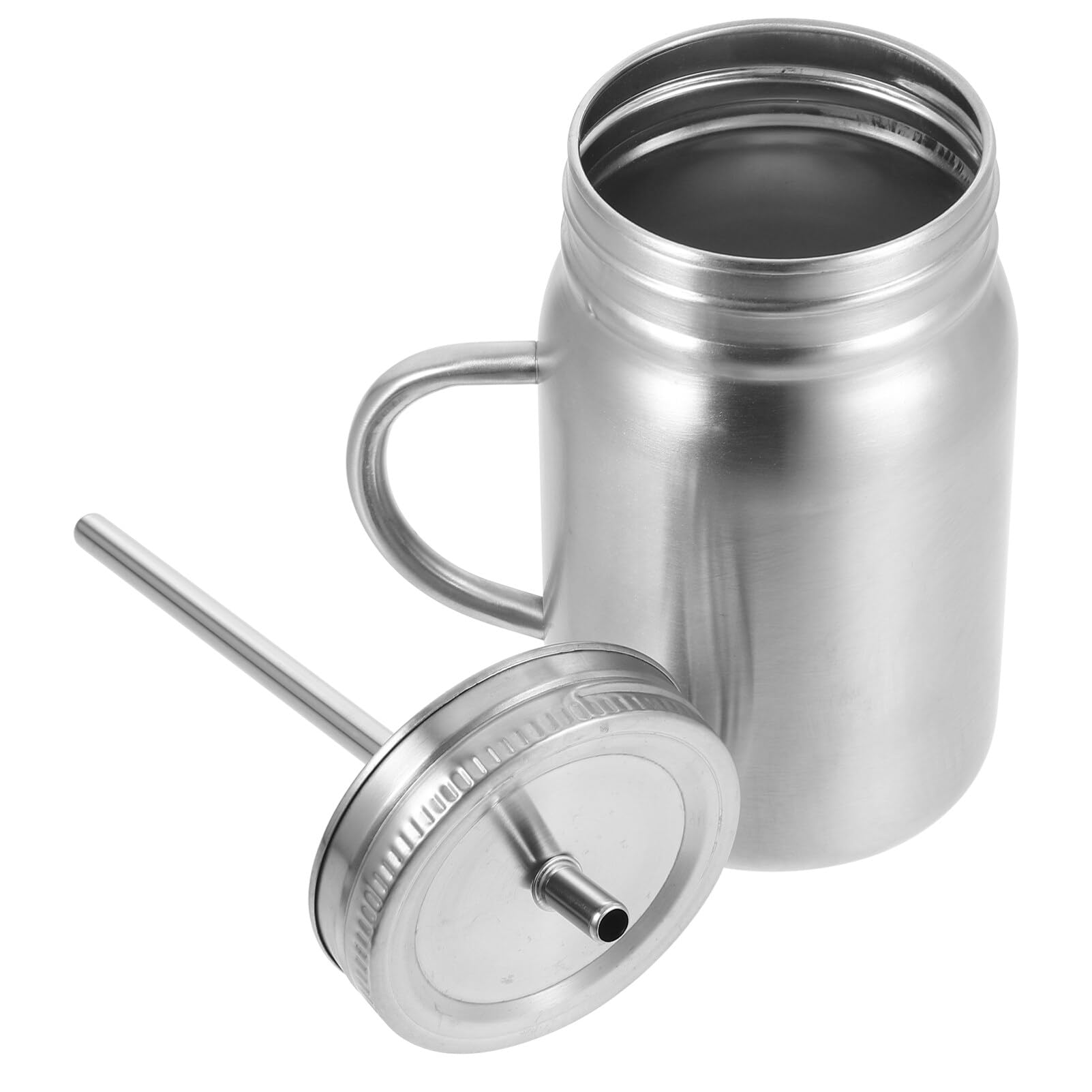 ABOOFAN Stainless Steel Mason Jar Unbreakable Tumblers Single Double Walled Dishwasher Safe Drinking Travel Mugs with Lids and Straws for Beverages 700ML