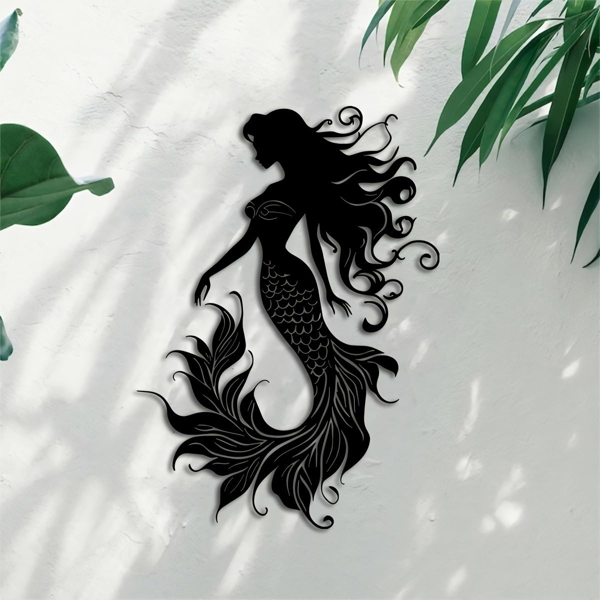 YBLCOZYC Metal Mermaid Wall Art - Durable Indoor/Outdoor Decor for Patio, Balcony, Living Room, Bedroom, Nautical Ocean Theme & Valentine’s Day, 15.75