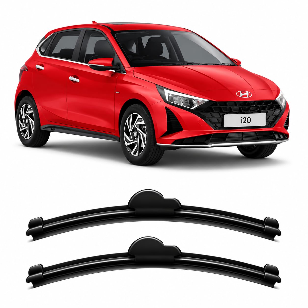 Banana Wiper Blades for Hyundai i 20 2020-2026 present Front Windshield | Set of 2 | Curved Beam Type | U Hook | Graphite Rubber | Streak-Free-image-40