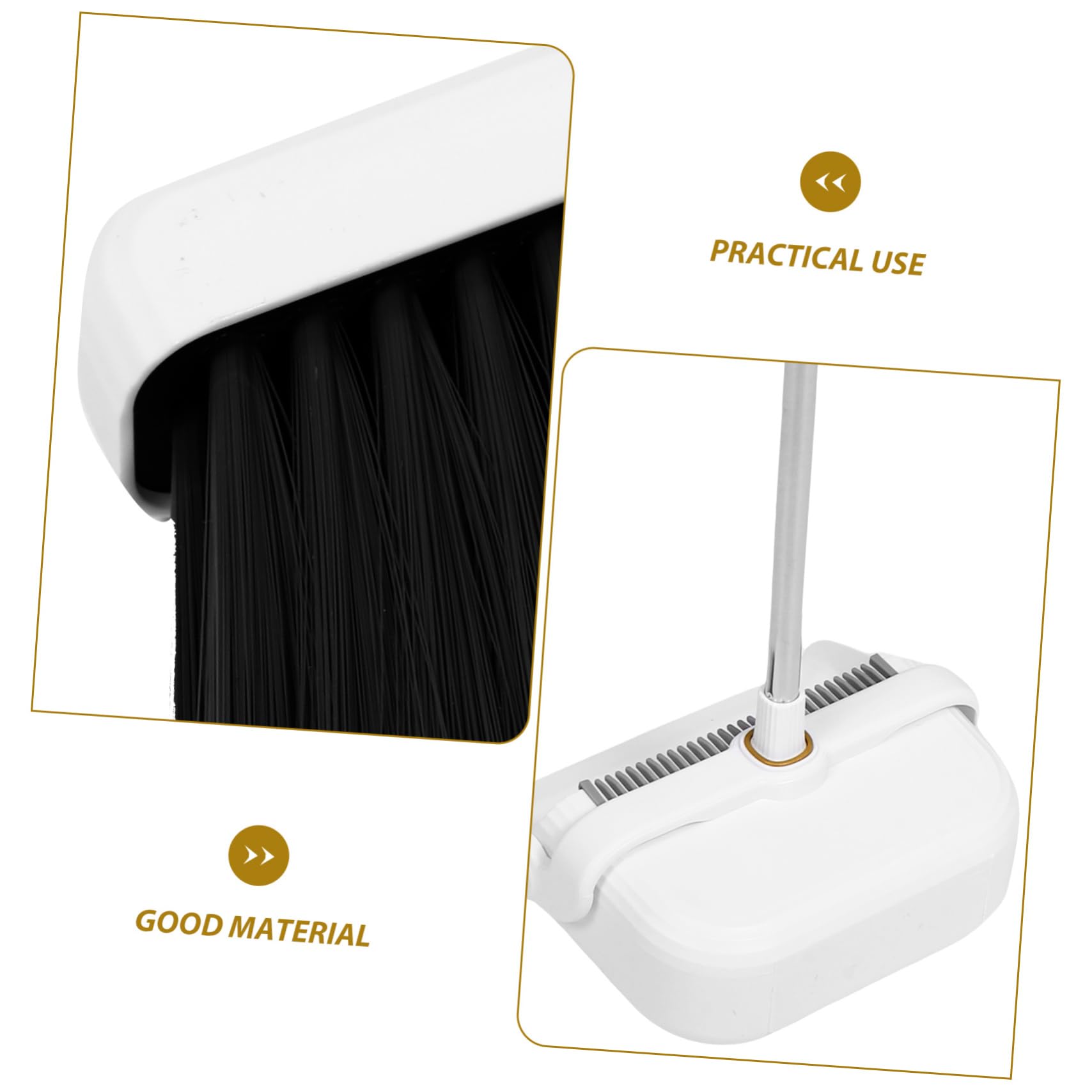 Ipetboom Juego de Escoba y Recogedor de Pie para Oficina E Interior | Plástico Blanco, Mango Ajustable, Limpieza y Diseño Compacto para Guardar sin Ocupar Espacio