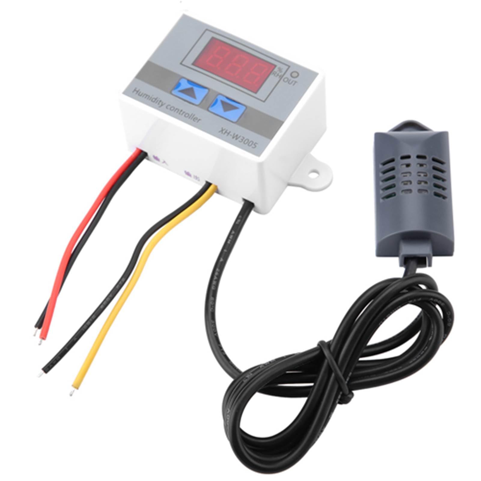Wakects Controlador de Humedad Sensor Higrómetro Interruptor XH-W3005 0-99% RH 0.1% Precisión 12V 24V 220V con Pantalla de 2 Botones para Control de Humedad (220V)