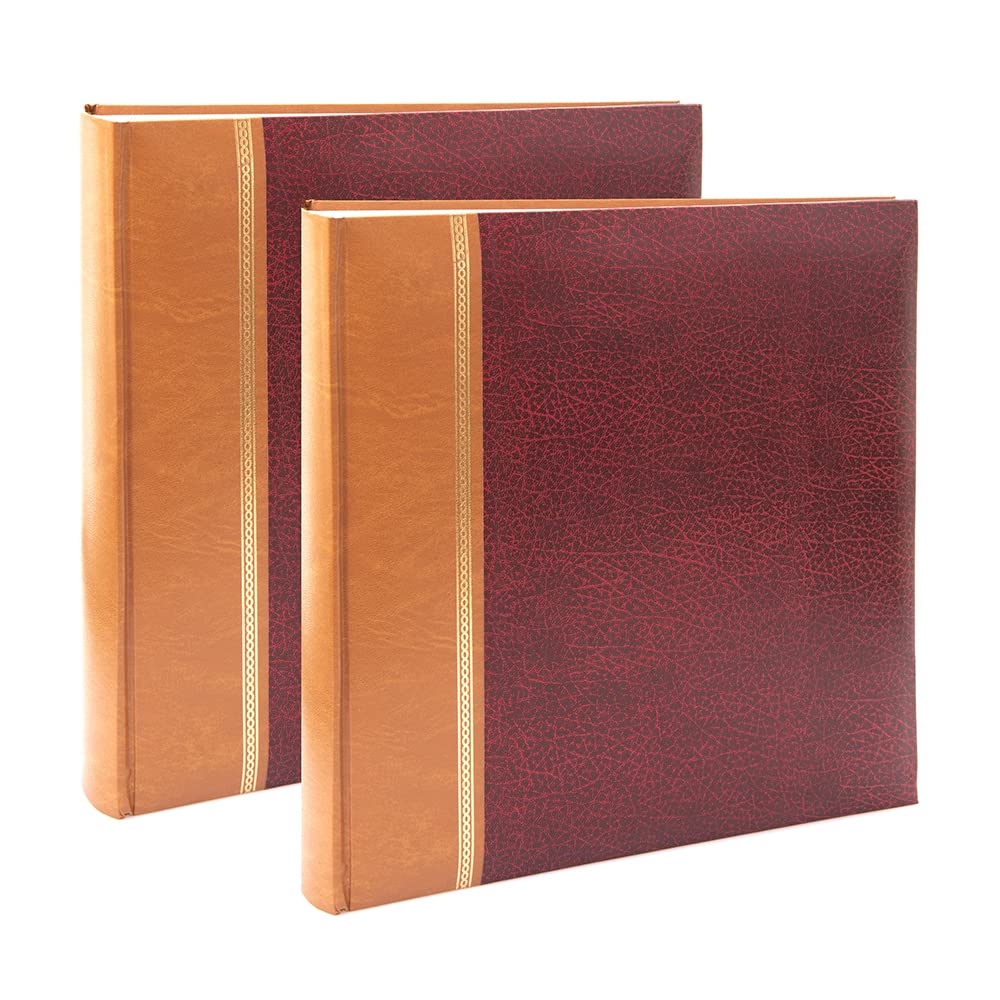 Kenro Grace Classic Photo Album for 200 Photos 7x5 / 13x18cm Red Faux Leather Slip-In Pages and Memo Space - Pack of 2 - KD105RD