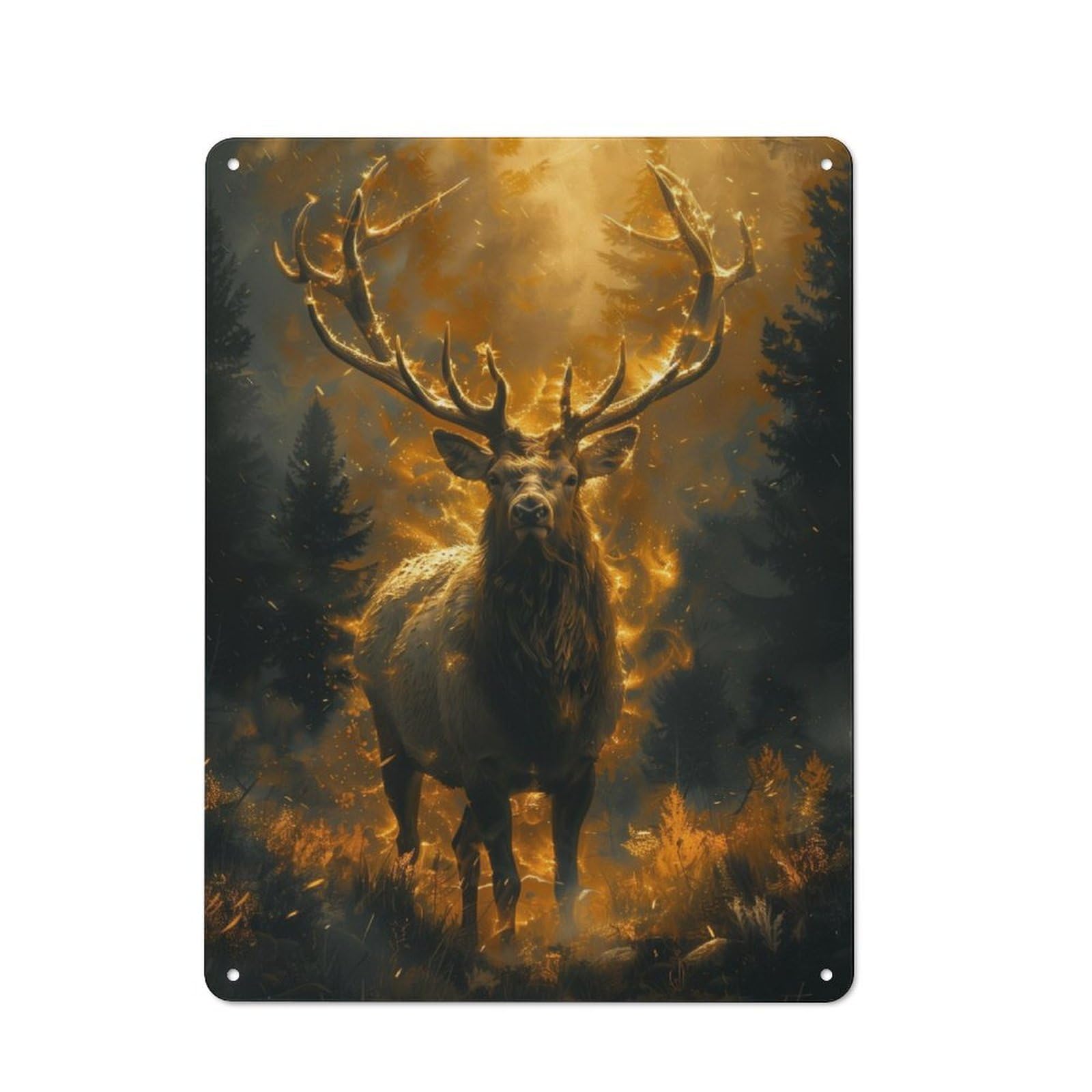 Junmoney Elk In Snowy Meadow Vintage-Inspired Tin Sign 40X30cm For Garage Or Workshop, For Garage, Workshop And Man Cave Decoration