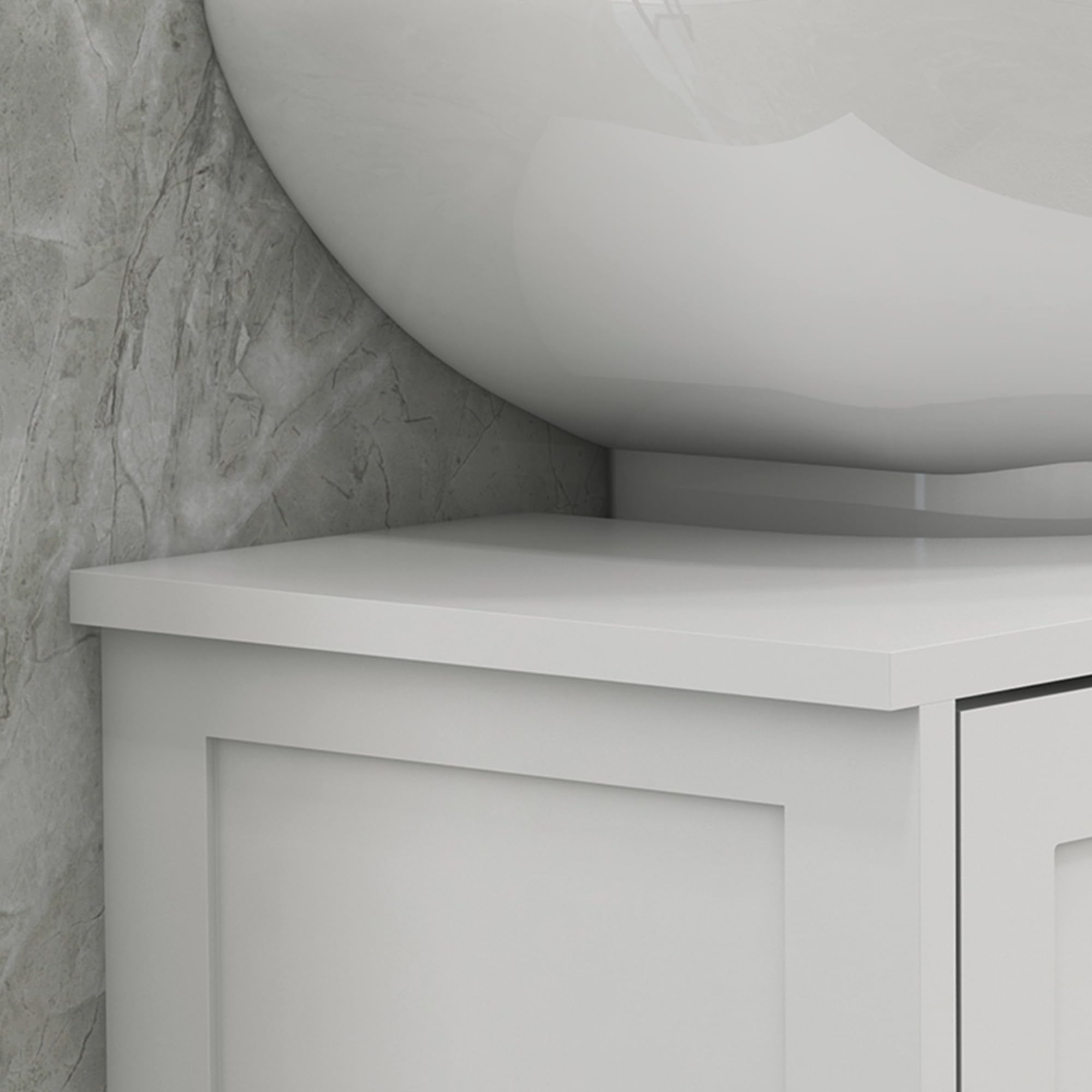 kleankin Mueble para Debajo del Lavabo, Mueble Baño 60x30x60 cm Blanco | Armario Bajo del Lavabo, Estante Ajustable, Puerta Doble, Carga 20 kg