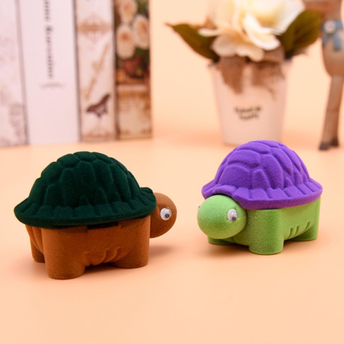 2pcs Fashion Jewelry Box Ring Case Portable Storage Box Tortoise Shape image 4
