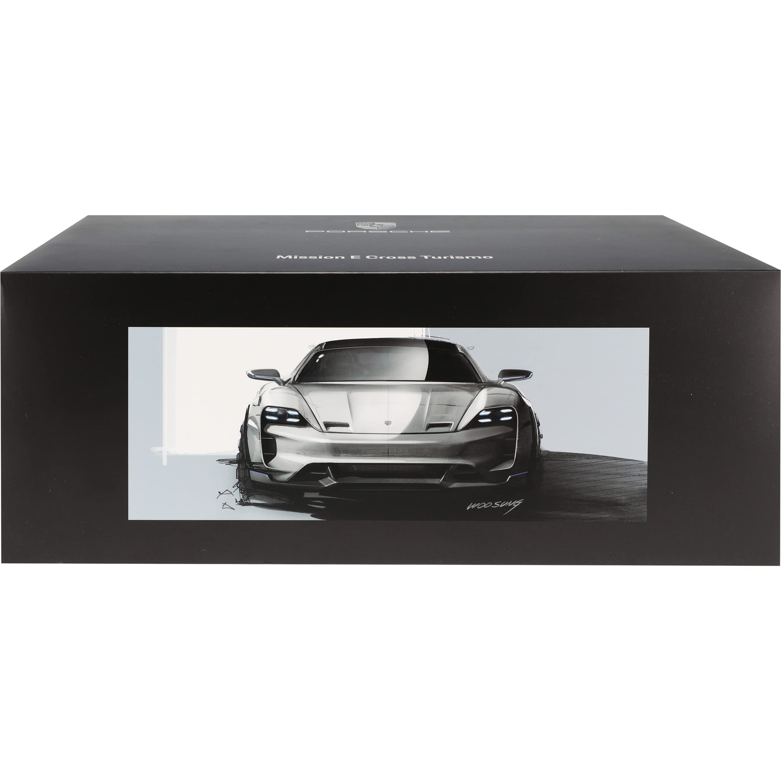 alles-meine.de GmbH Porsche Mission E Cross Turismo Grau Studie Taycan Sport Cross Turismo Autosalon Genf Messe 2018 mit Vitrine 1/18 Spark Modell Auto mit individiuellem Wunsch..
