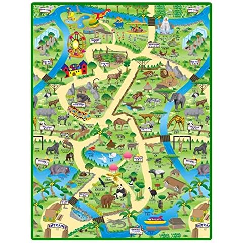 Children's Padded Zoo Play Mat, Wipe Clean & Water Resistant for Use Indoors & Outdoors, 120 x 100 cm, Great for Education & Play Cover