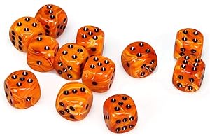 CHESsex D6 16mm Orange and Black Polyhedral Dice Set