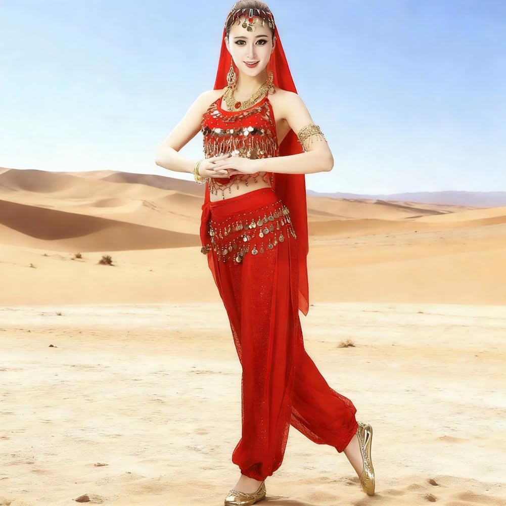 Chiffon Belly Dance Harem Pants Arabic Halloween Lantern Shiny Sequins Pants Fancy Pants Bloomers Trousers for Dancing Women