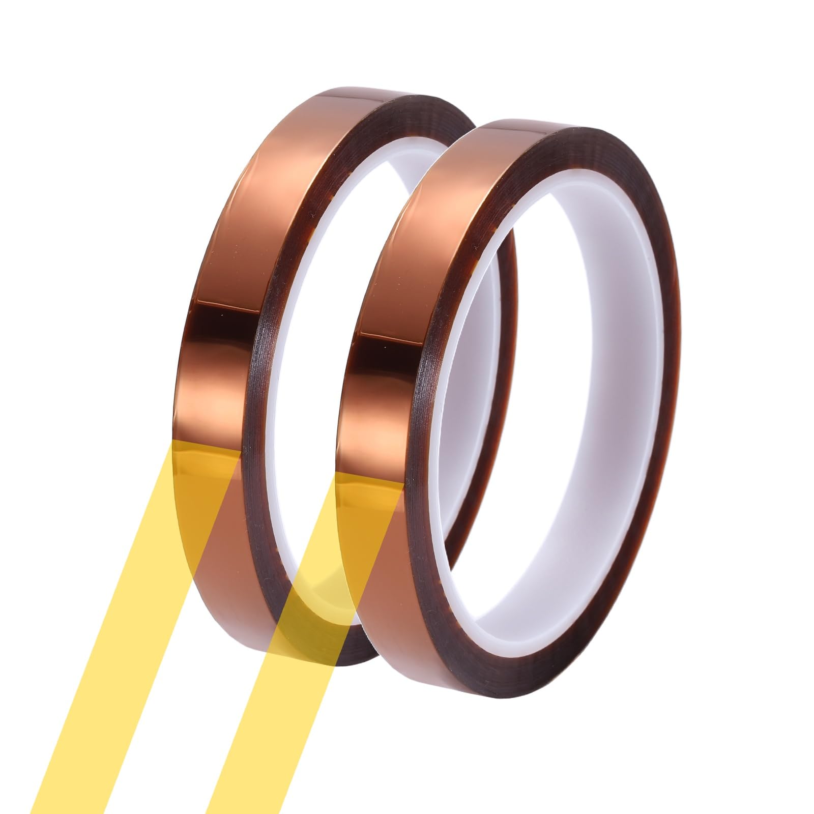 sourcing map 2 Rolls Heat Tape, 13mm x 33m (108ft) Polyimide Heat Transfer Sublimation Tape No Residue High-Temperature Resistant Tapes for Heat Press Soldering Circuit Board, Brown