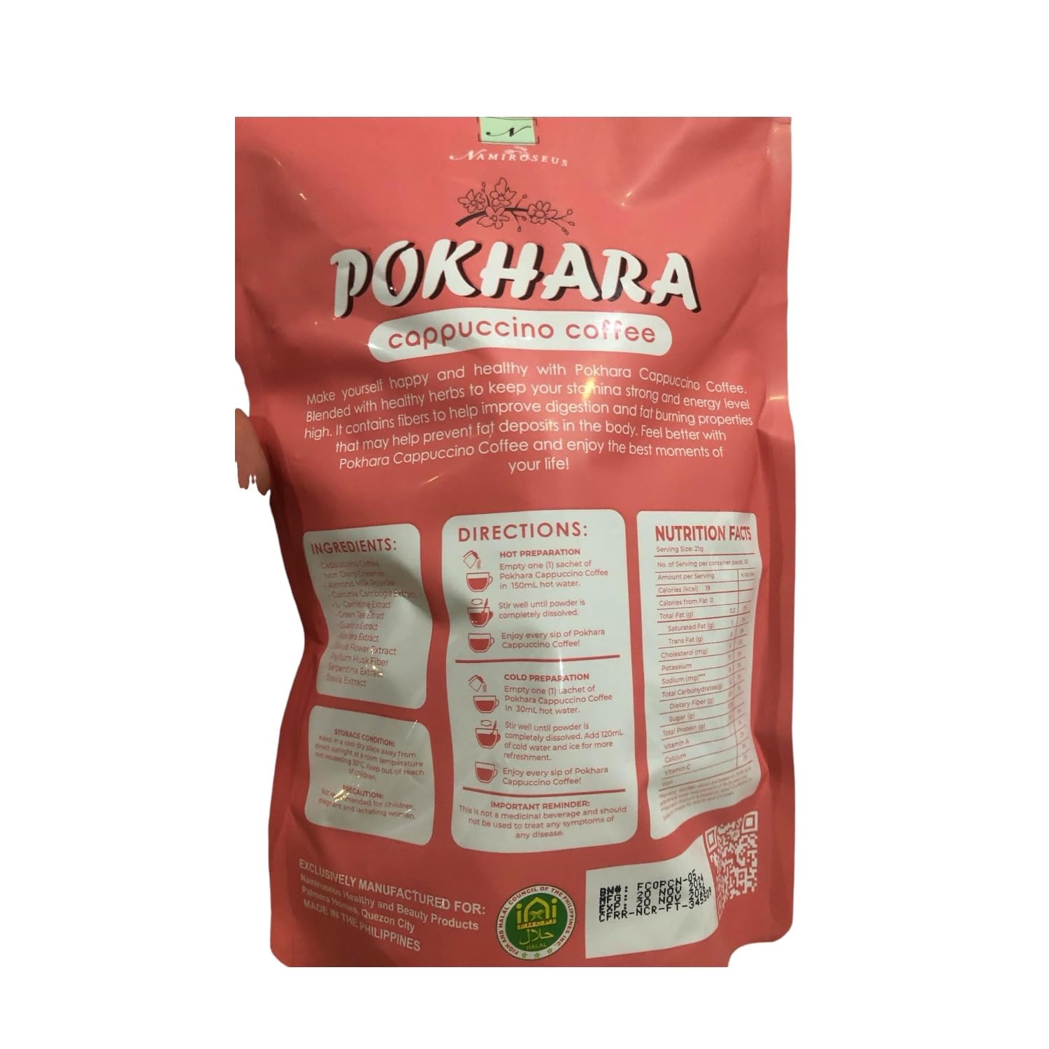 2 Packs POKHARA Cappuccino Coffee by K-Nami