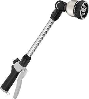 FANHAO Heavy Duty 16" Metal Watering Wand - 8 Spray Patterns, Thumb Control Nozzle for Garden, Lawn, Shrubs & Hanging Baskets