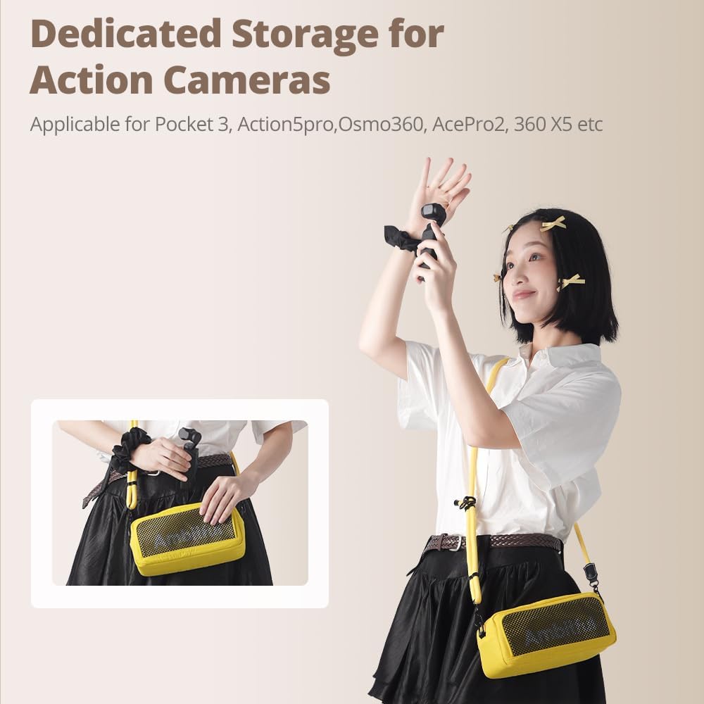 AMBITFUL Neo One N1 Action Camera Bag, Waterproof Crossbody Shoulder Pouch Compatible with DJI Osmo Pocket 3, Xtra Muse, Insta360 Ace Pro 2, GoPro 13, DIY Strap Design, Black