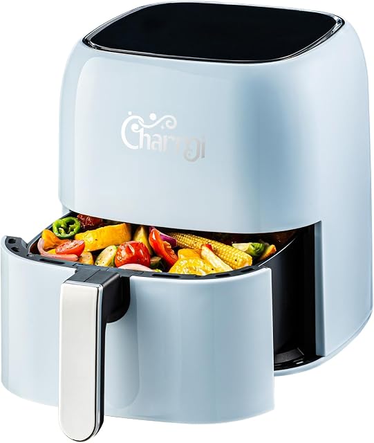 Charmi 5QT Air Fryer – Beautiful Retro Design, Stylish Countertop Look, Safe Auto Shutoff, Digital Touchscreen, 8 Cooking Presets, Digital Recipes Included (Pastel Blue)