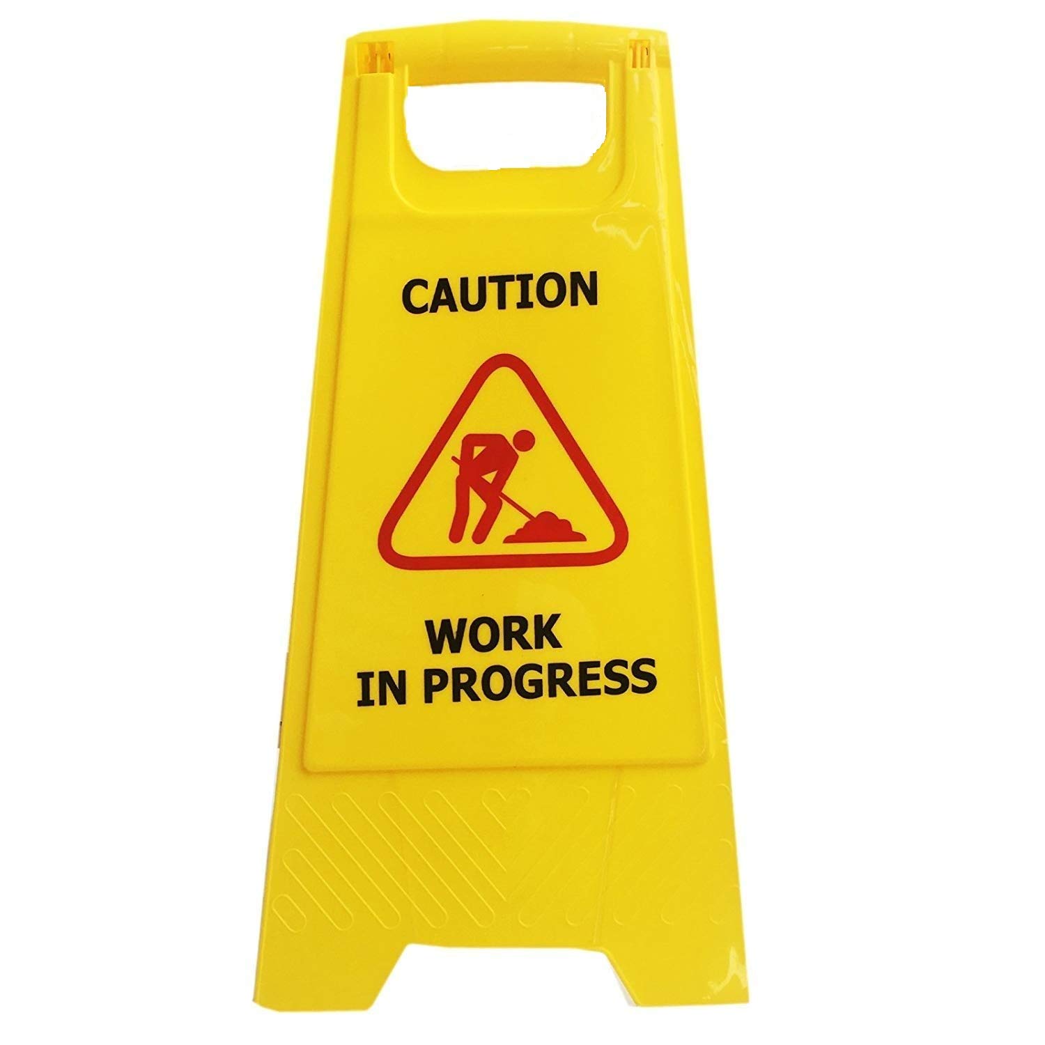AIR O MATIC Work in Progress Sign Caution Standing Board (Yellow)
