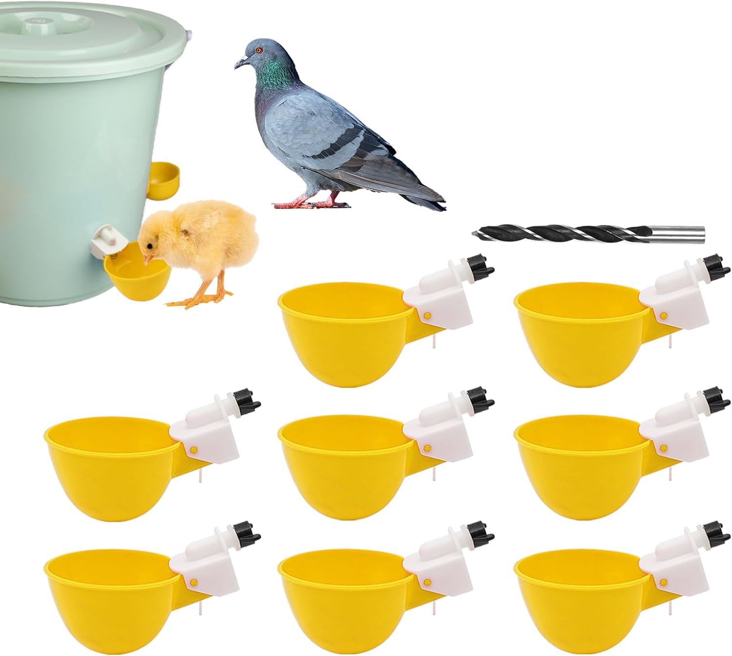 ThrAki 8 Pack Yellow Large Automatic Chicken Water Cup - Chicken Water Cup Suitable