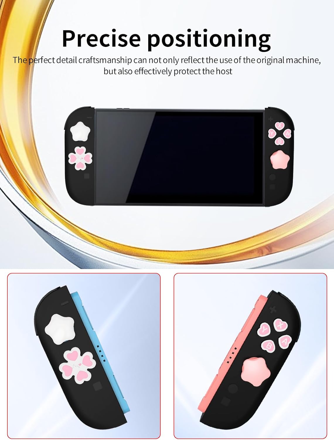Silicone Joystick Caps for Nintendo Switch 2,WUNIAK Directional Silicone Colorful Button Covers Star Design, Non-Slip Keycaps and DIY Button Repair Kit,Pink and White Suit