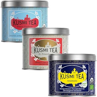 Kusmi Tea - Anastasia + Prince Vladimir + St Petersburg - Organic Black Tea - Blend of Black Tea - Caffeinated Tea - Loose Leaf Tea - 3 Tin Boxes of 3.5 oz