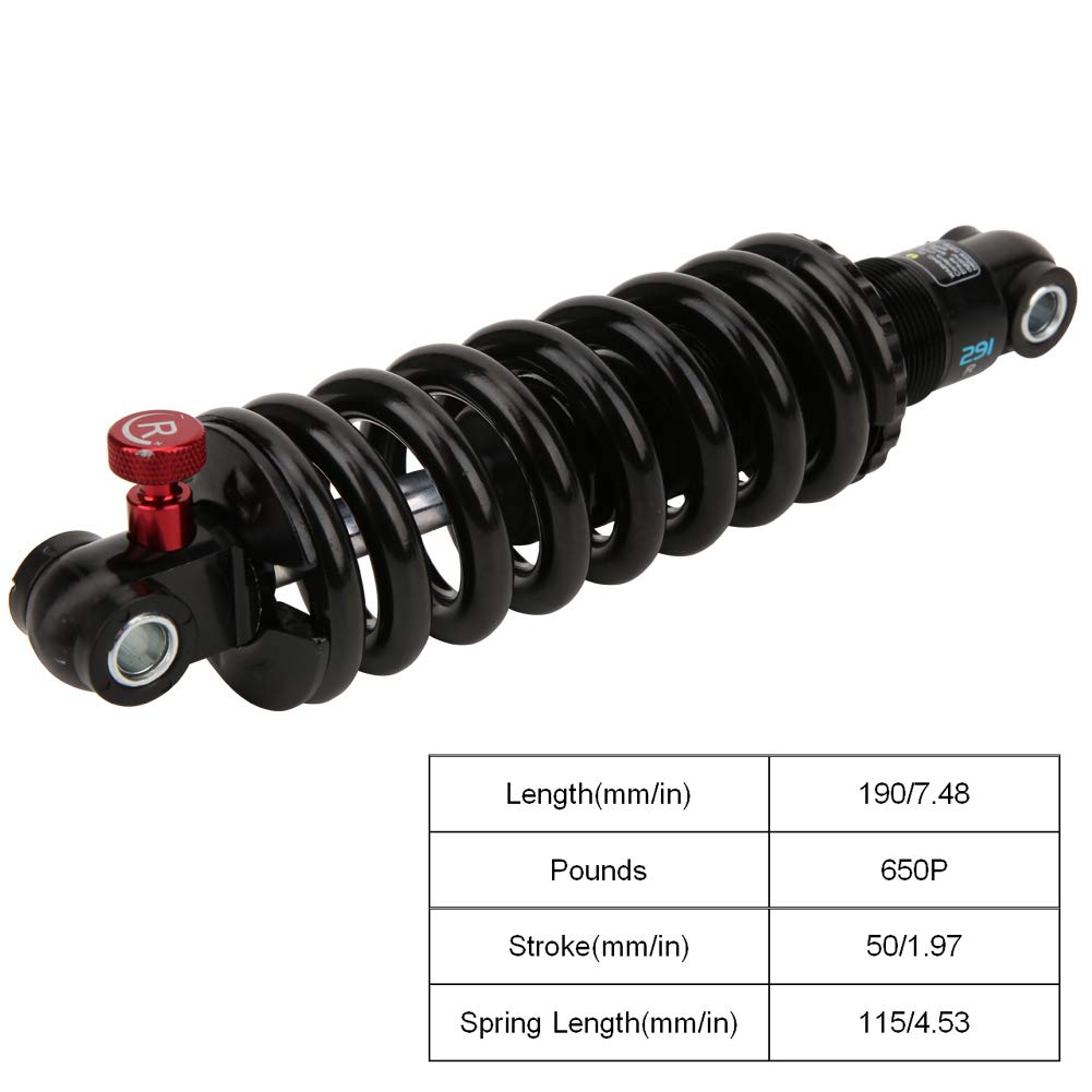 Vikye Amortyzator, skuter elektryczny Amortyzator Sprężyna Regulowana sprężyna Miękka i twarda Dobra stabilność (190 mm x 650 funtów)