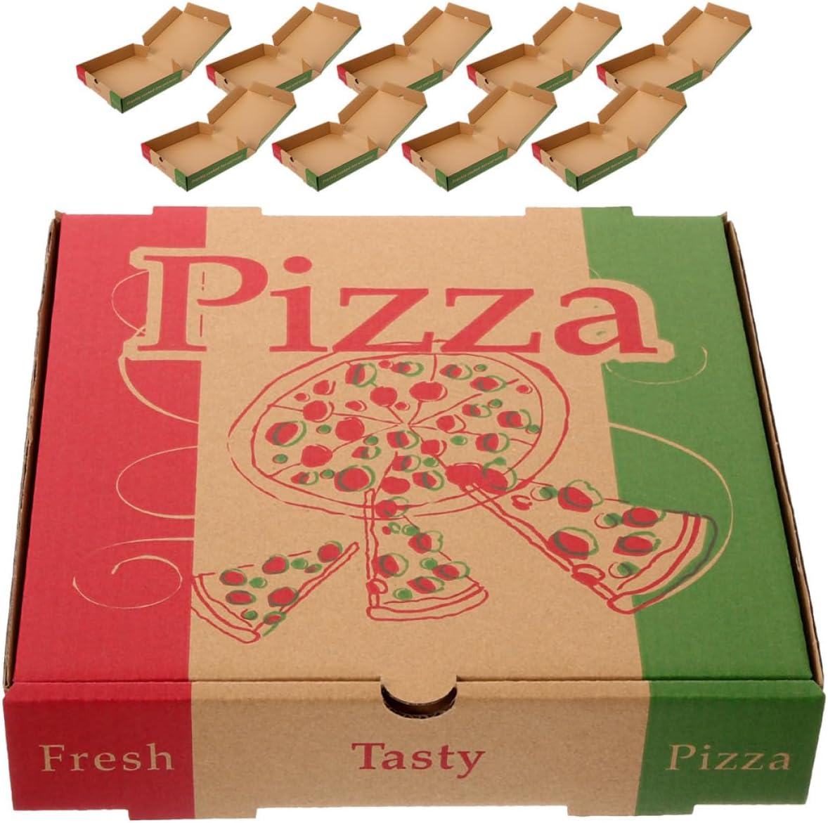 Uonlytech 10pcs 9-inch Pizza Boxes Thickened Paper Pizza Containers Takeout Serving Boxes for Restaurants and Home Use