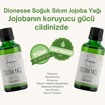 Dionesse Cold Pressed Jojoba Oil 50 ml - 100% Pure and Natural, Moisturizing and Nourishing Jojoba Oil for Skin and Hair Care, Containing Antioxidants and Ceramides