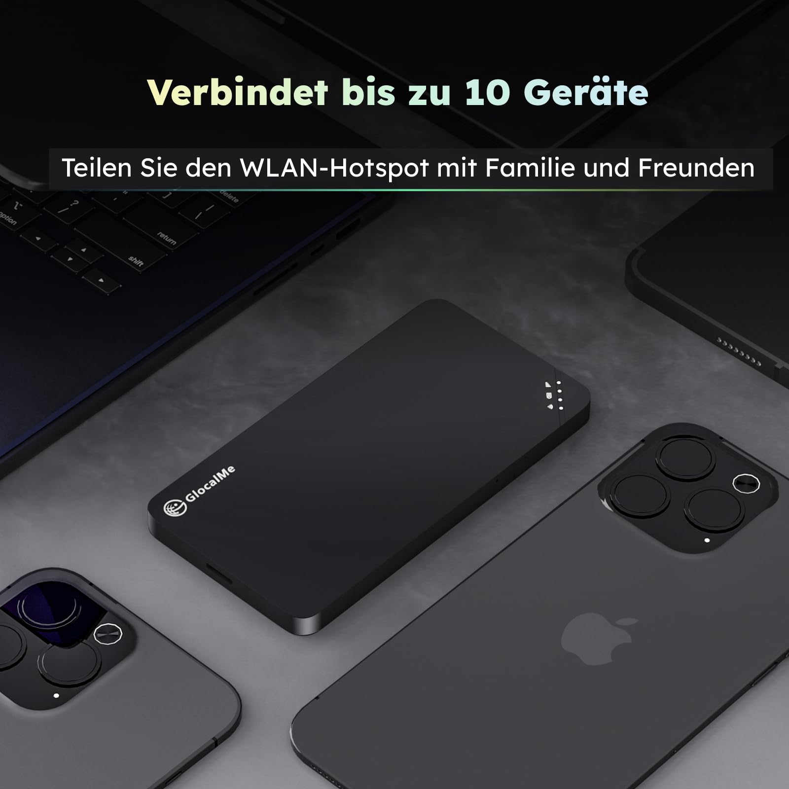 GlocalMe U3 4G Mobiler WLAN Router, Keine SIM-Karte nötig, MiFi Hotspot mit 30GB Europa Daten Daten, Verfügbar in über 200 Ländern, tragbares WLAN für unterwegs ohne vertrag