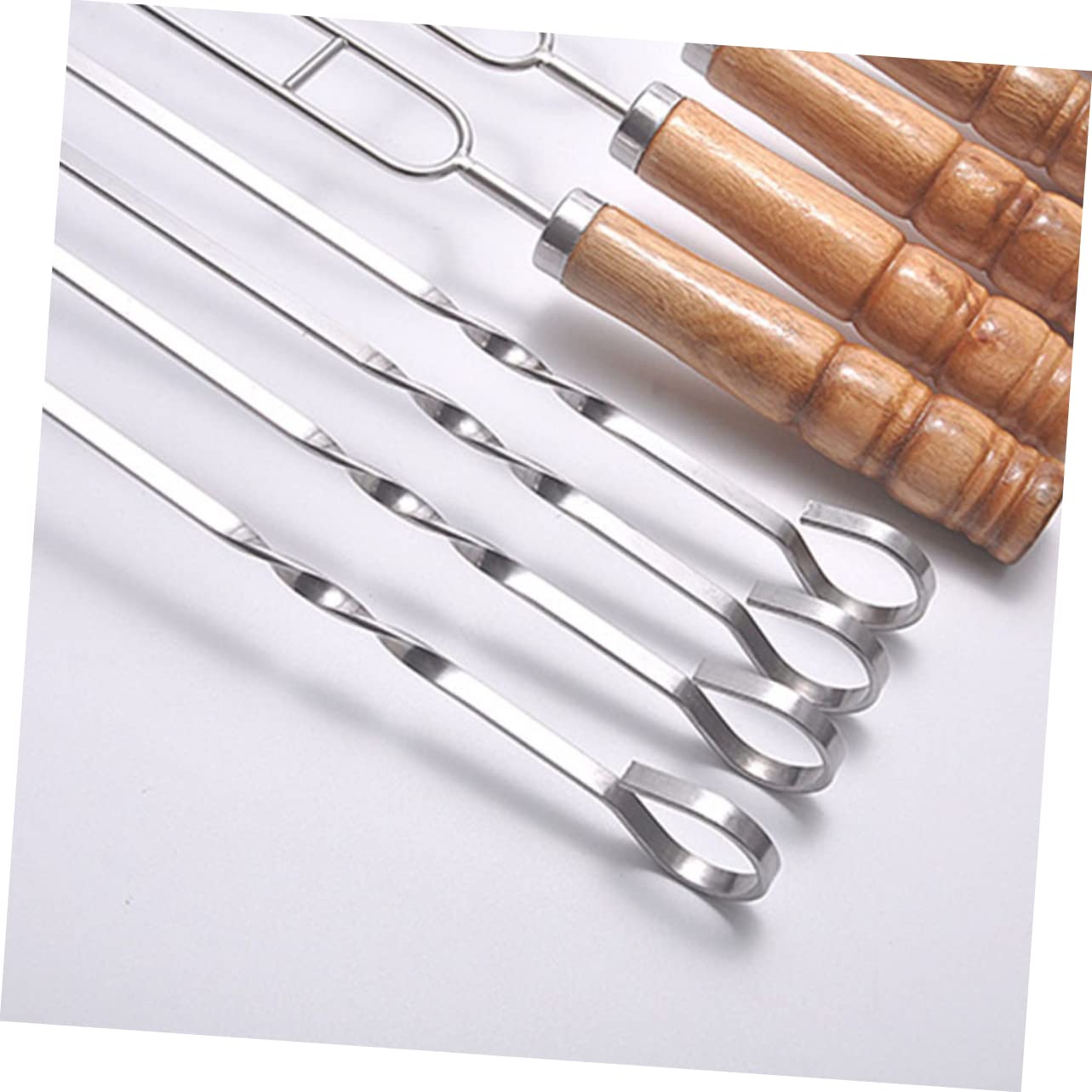 Hemobllo 10pezzi Spiedini in Acciaio Inox Con Custodia Manico in Legno Bastoncini Per Barbecue Lunghi e Antiscivolo Per Grigliate All Aperto e Campeggio Realizzati Con Finitura Liscia Per f
