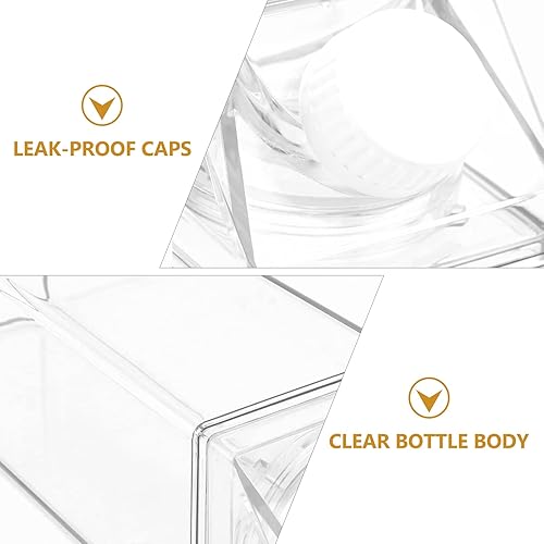 Miniatura 8 de UPKOCH Bling - 2 botellas de agua de cartón de leche de plástico de 16.9 fl oz, botellas de leche cuadradas transparentes, botella de agua portátil