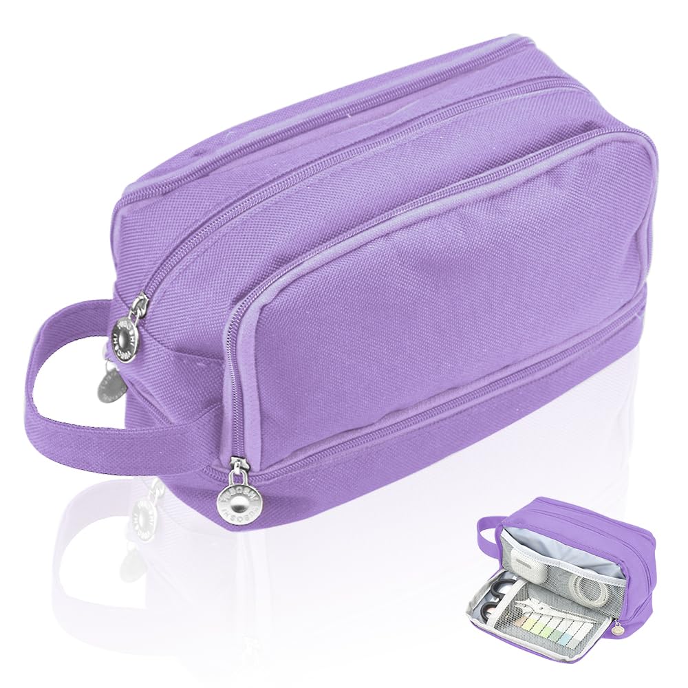 SLTAXAR Estuches Escolares Gran Capacidad, Estuche Escolar 4 Compartimentos, Estuche Grande para Lápices Morado, Estuche de Lápices Organizador de Lápiz para Niños Niñas Adolescentes Adultos