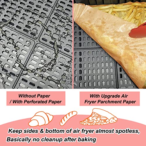 BYKITCHEN 150 Stück airfryer backpapier für Ninja Foodi Heißluft-Fritteuse,Air Fryer Zubehör für AF300EU/AF400EU,Tower T17088 & Andere 7.6 l bis 9.5 l Dual Zone Luftfritteuse