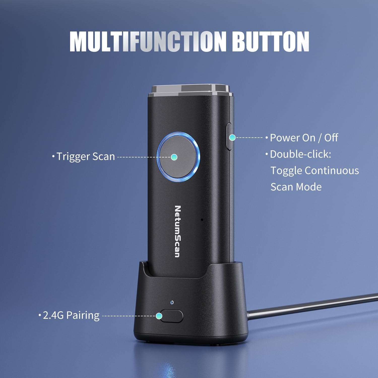 NetumScan Scanner portatile Bluetooth per codici a barre 1D/2D/QR U820