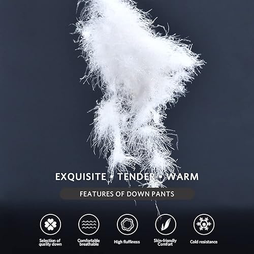 Miniatura 6 de Pantalones de Invierno para Hombre Cálidos y Sueltos de Utilidad con Relleno de Plumón, Pantalones de Nylon de Cintura Alta y Compresión para la