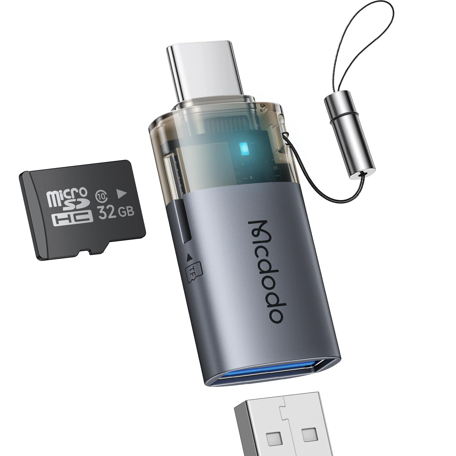 Mcdodo USB to USB-C Adapter with Micro SD Card Slot,TF Card Reader Type-C to USB 3.0 OTG Adapter Support Camera Mouse Keyboard Connect U Disk,Fit iPhone 16 15 MacBook iPad Galaxy-picture-11