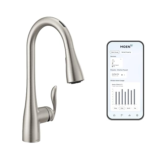 Moen Arbor Spot Resist Stainless Smart Faucet Touchless Pull Down Sprayer Kitchen Faucet with Voice Control and Power Boost, 7594EVSRS