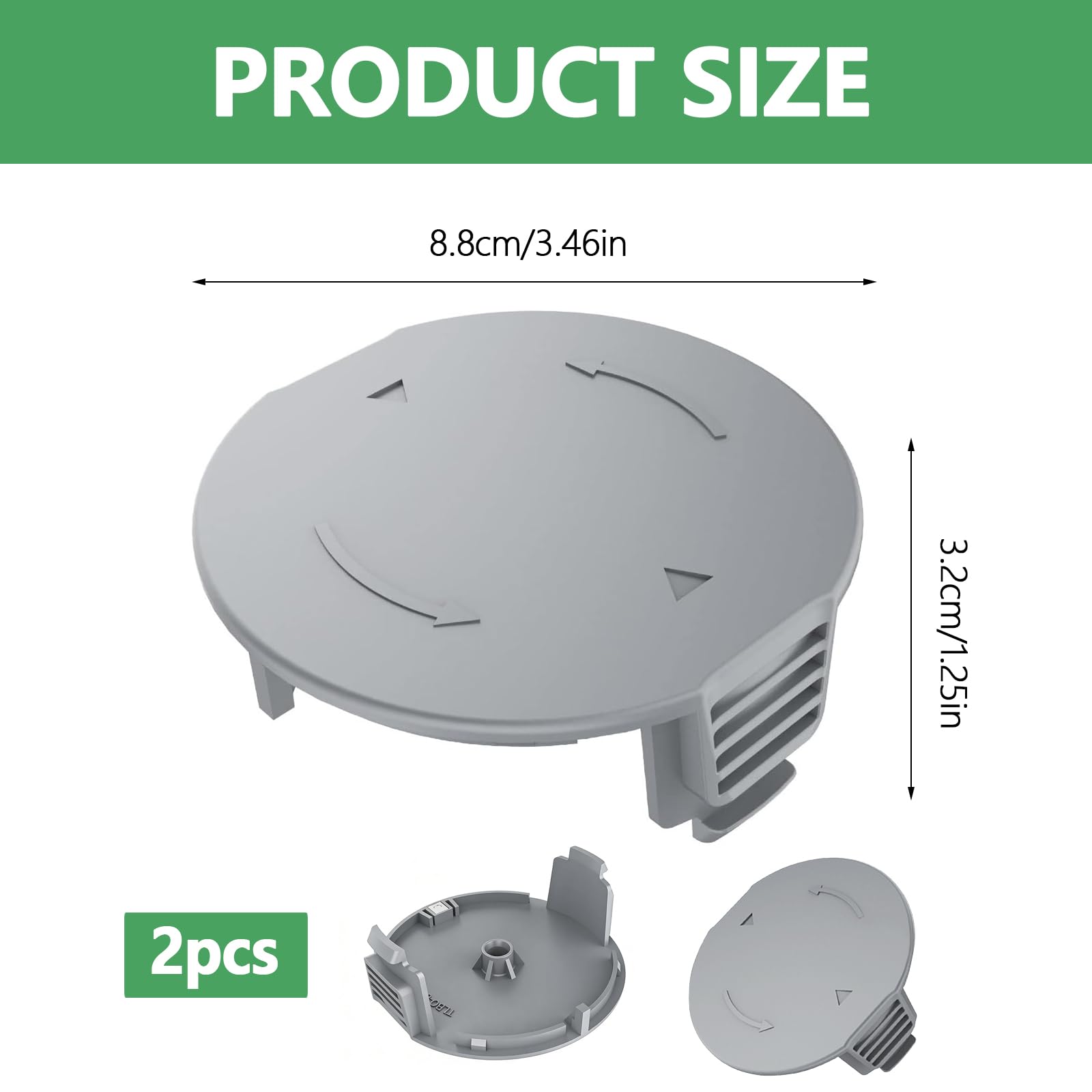 KERYBW 3 piezas de cubierta de bobina para desbrozadora compatible con Bosch F016F04841, reemplazo de la tapa del desbrozador para Bosch Afs 23-37 Brush Cutter — view 2